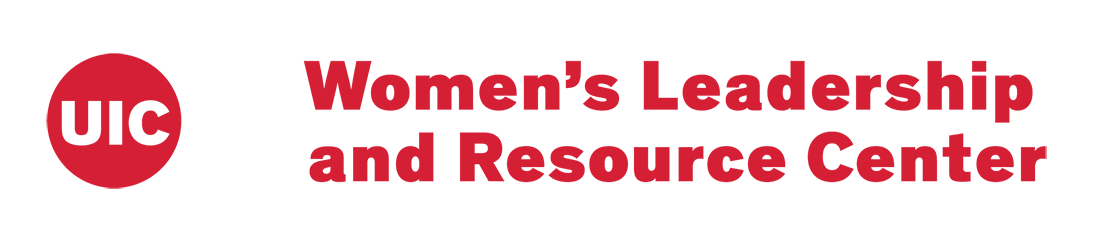 "UIC" in white block letters inside a solid red circle. To its right is "Women's Leadership and Resource Center" in red block letters.